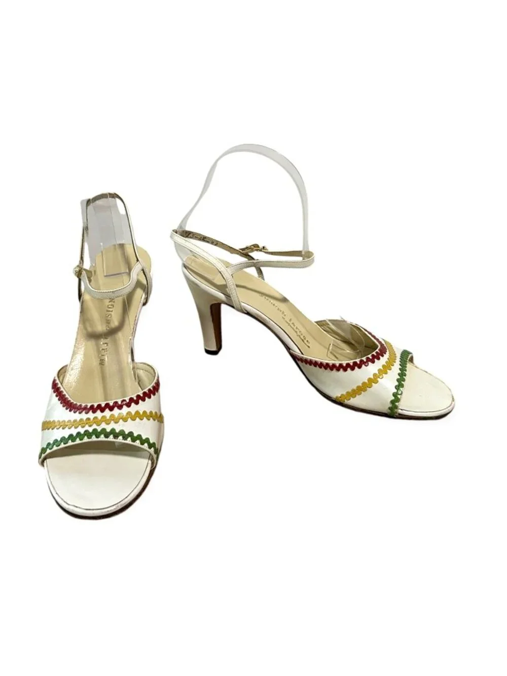 Vintage Joseph Larose High Heel Leather Sandal  with  Ric Rac tape, Size 9